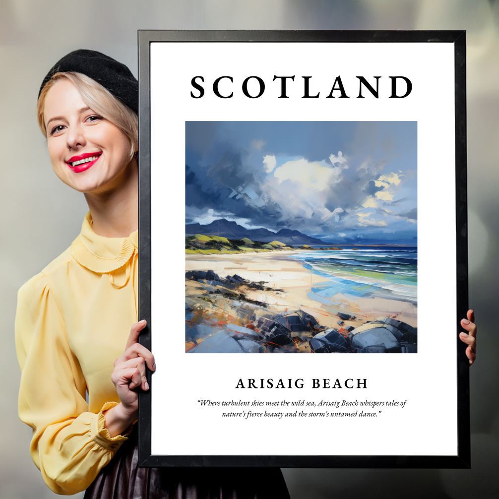 Person holding a poster of Arisaig Beach