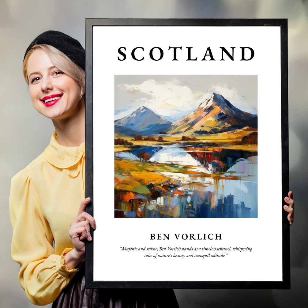 Person holding a poster of Ben Vorlich