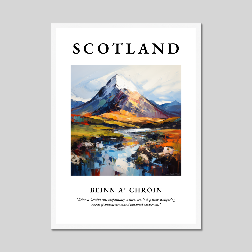 Poster in a white frame with the word Scotland