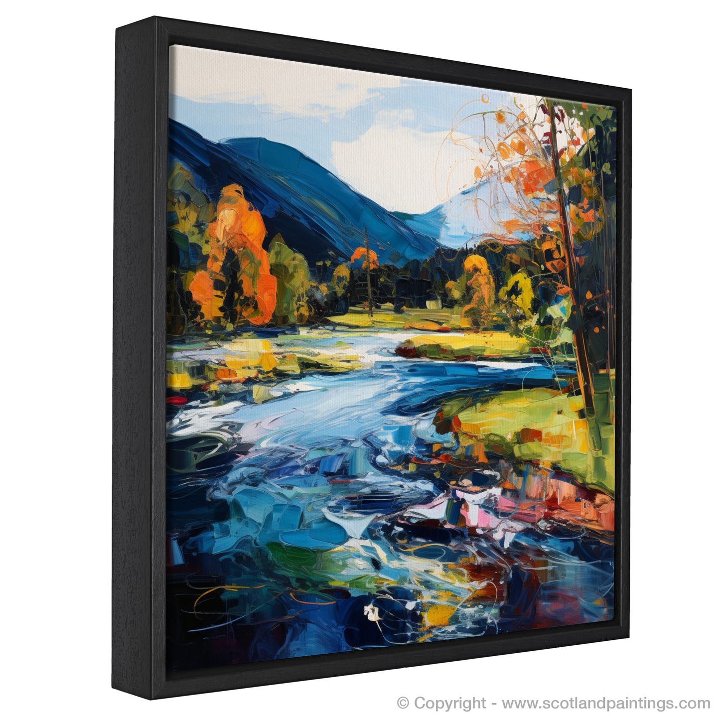 Painting and Art Print of River Lyon, Perthshire entitled "Vibrant Rhythms of River Lyon".