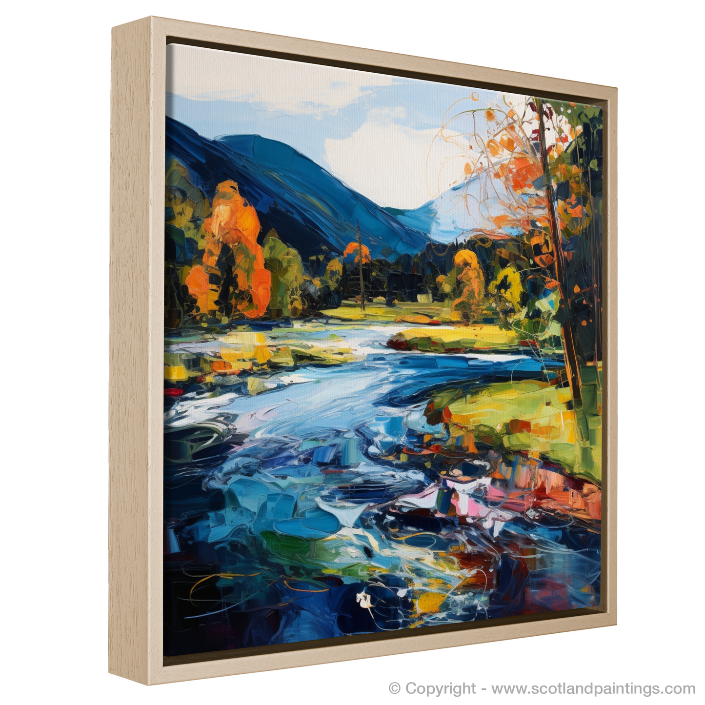 Painting and Art Print of River Lyon, Perthshire entitled "Vibrant Rhythms of River Lyon".