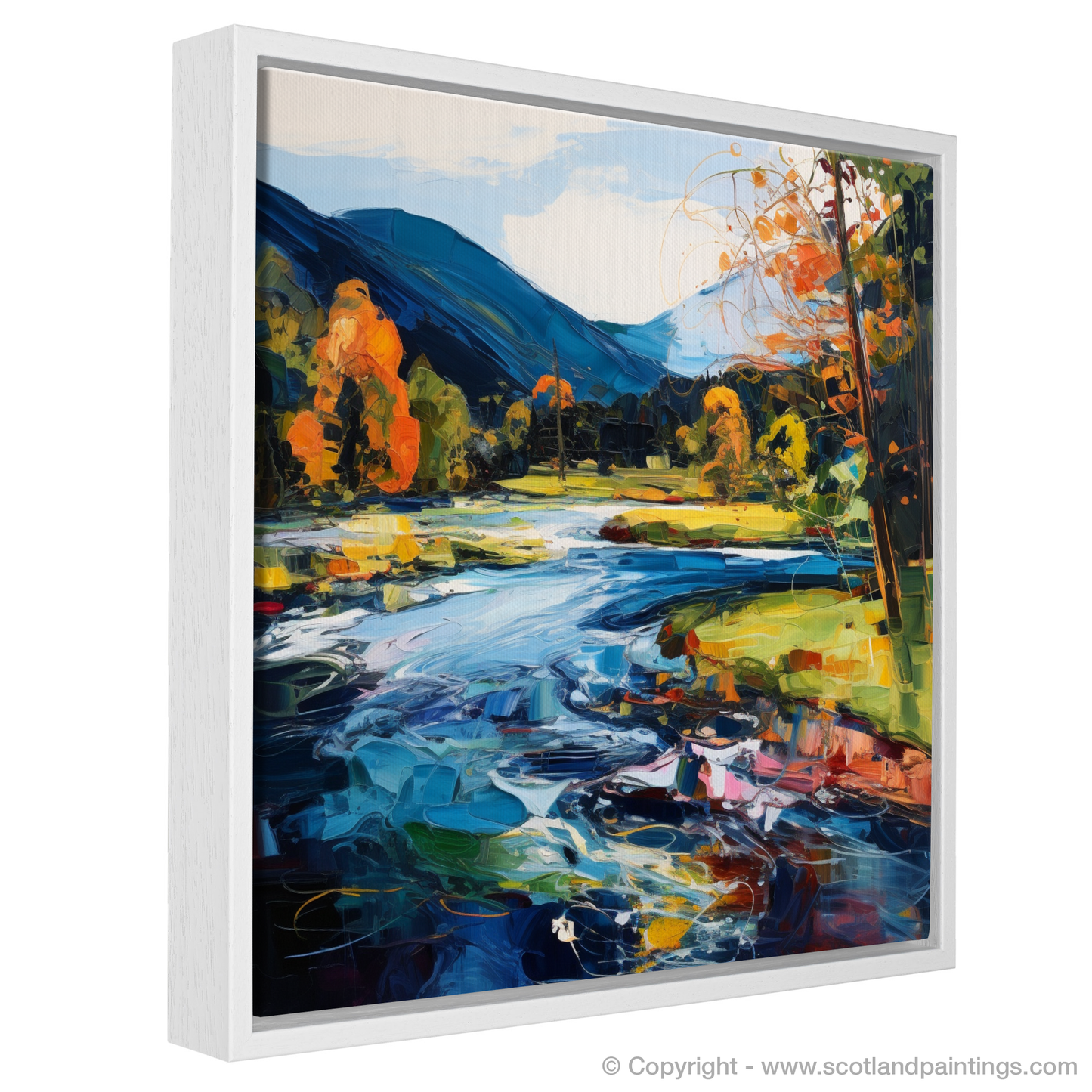 Painting and Art Print of River Lyon, Perthshire entitled "Vibrant Rhythms of River Lyon".