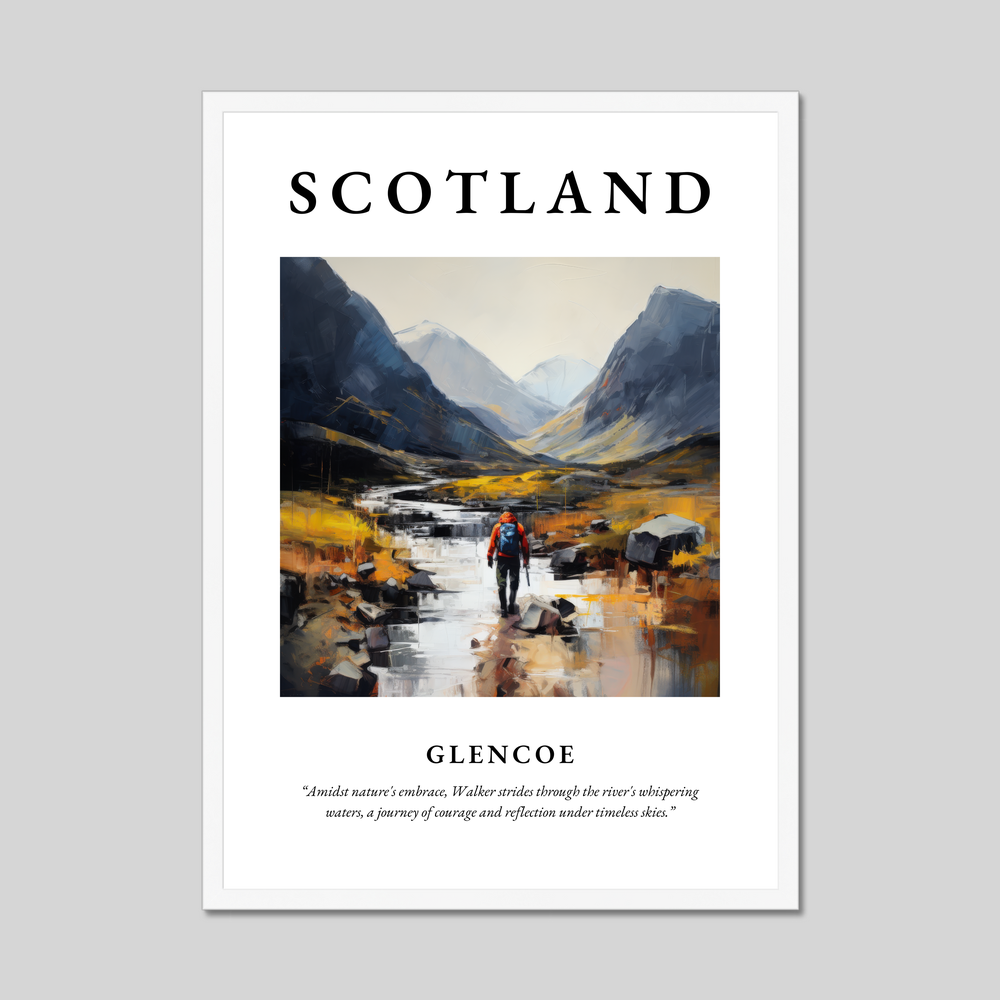 Poster in a white frame with the word Scotland