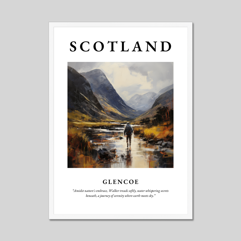 Poster in a white frame with the word Scotland