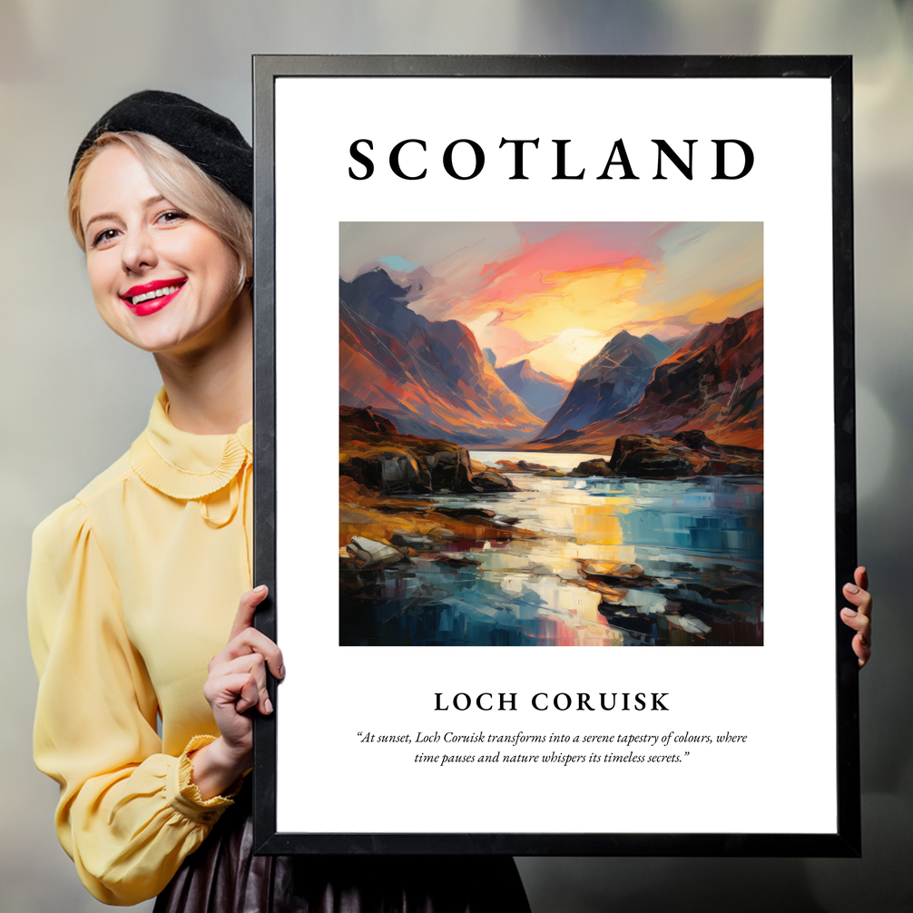 Person holding a poster of Loch Coruisk