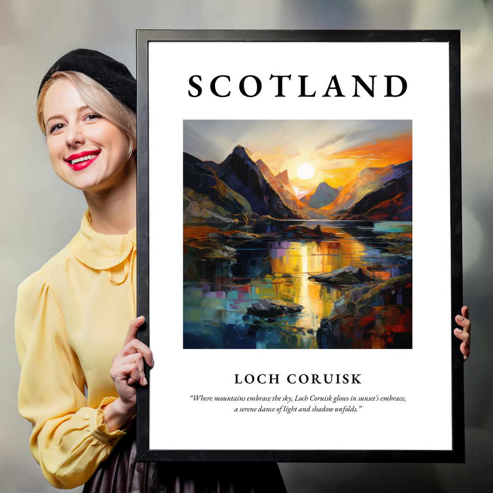 Person holding a poster of Loch Coruisk