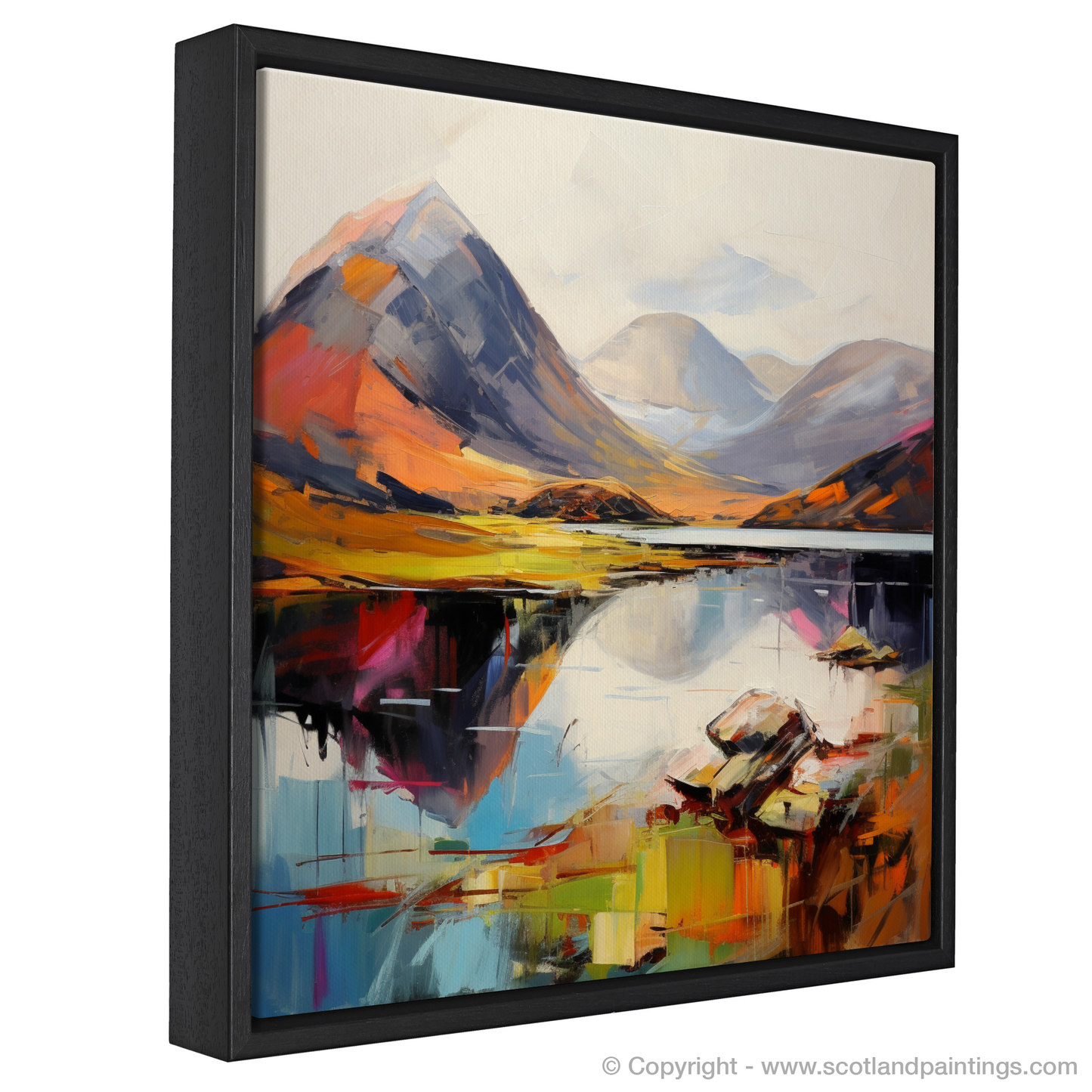 Painting and Art Print of Beinn Alligin, Wester Ross entitled "Fiery Dusk at Beinn Alligin - An Expressionist Journey Through the Scottish Highlands".