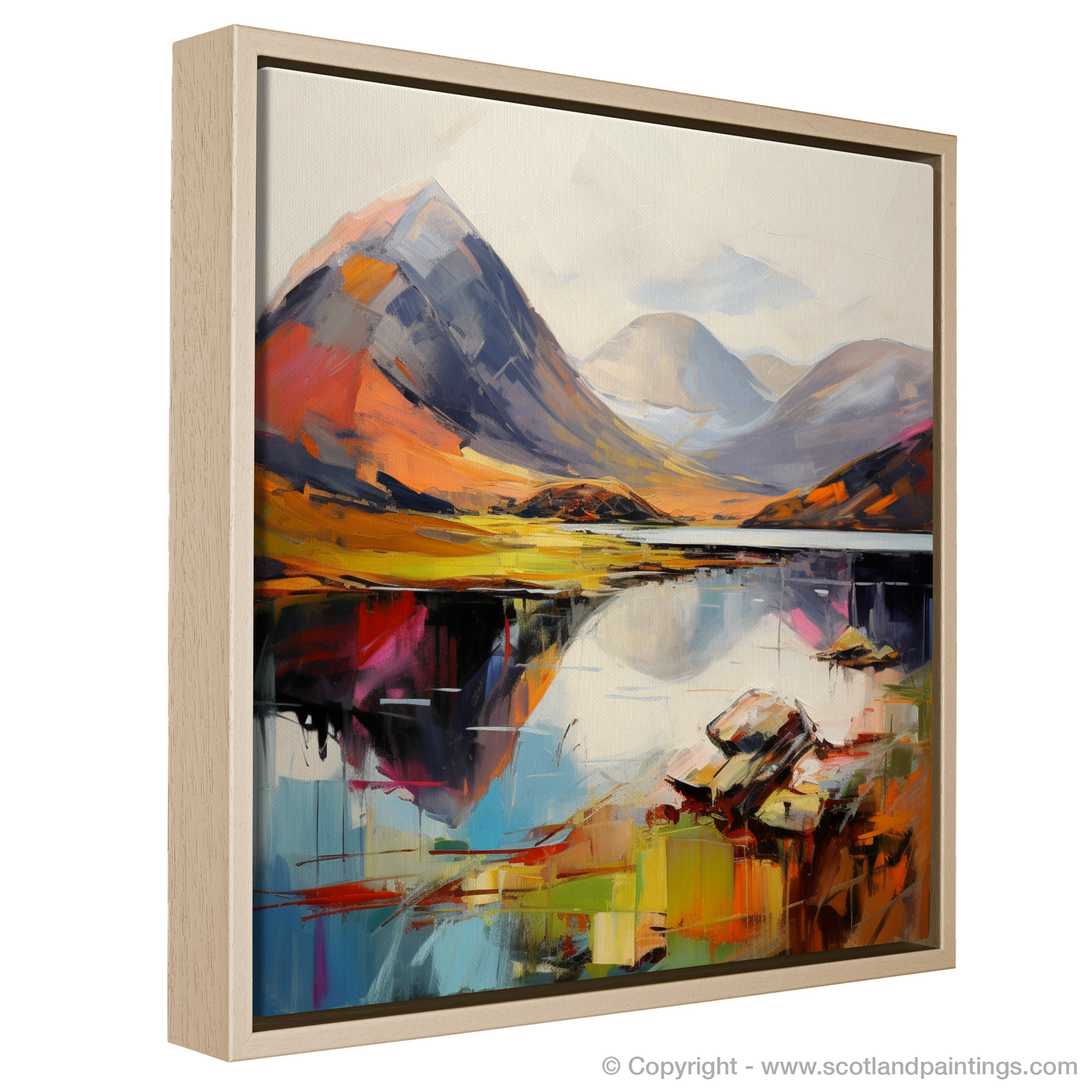 Painting and Art Print of Beinn Alligin, Wester Ross entitled "Fiery Dusk at Beinn Alligin - An Expressionist Journey Through the Scottish Highlands".