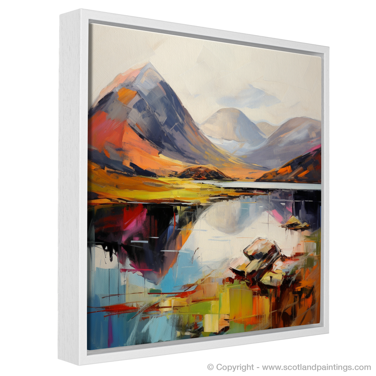 Painting and Art Print of Beinn Alligin, Wester Ross entitled "Fiery Dusk at Beinn Alligin - An Expressionist Journey Through the Scottish Highlands".