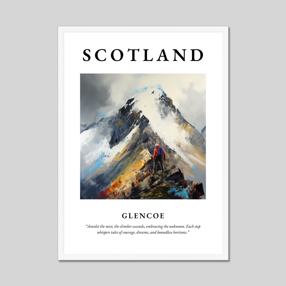 Poster in a white frame with the word Scotland