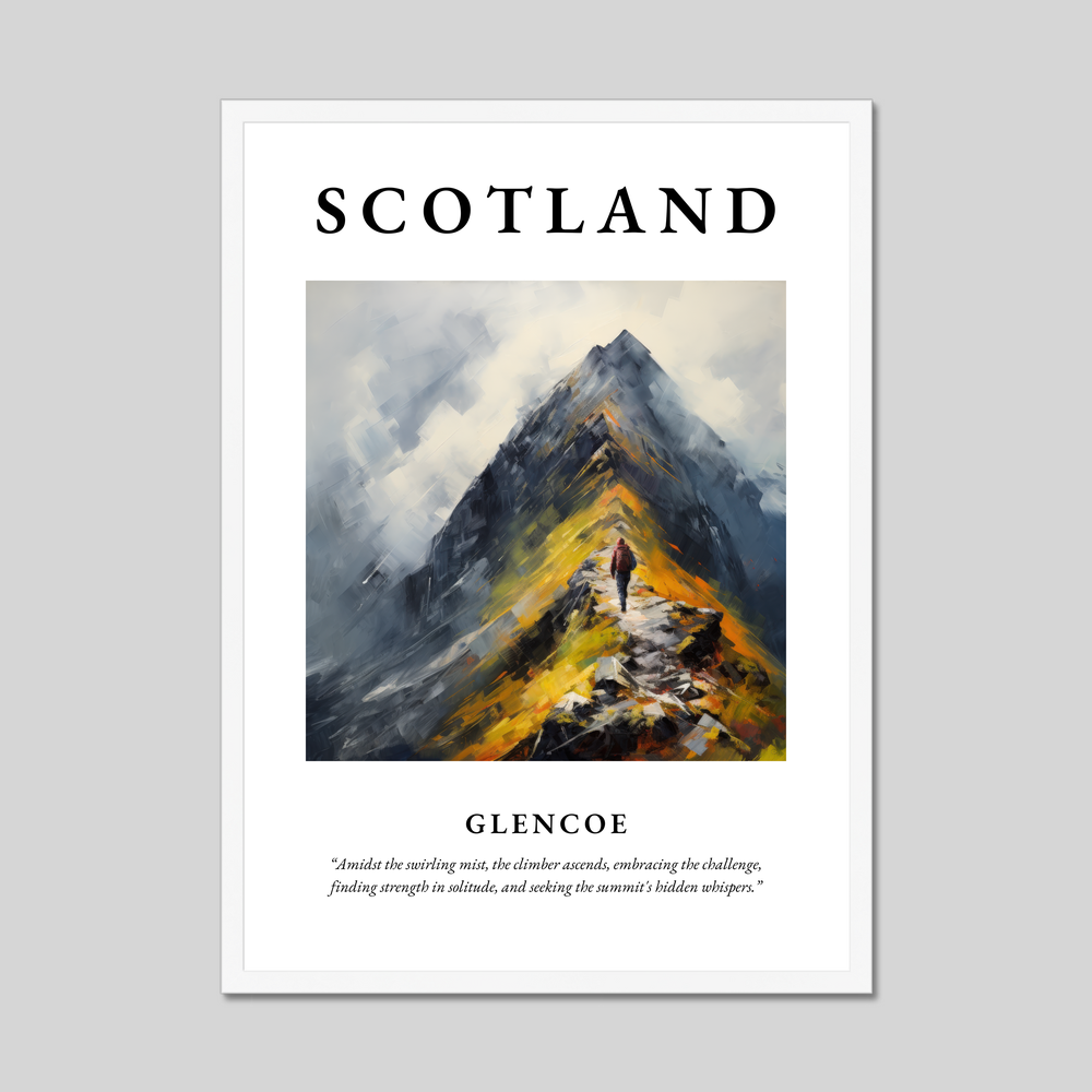 Poster in a white frame with the word Scotland