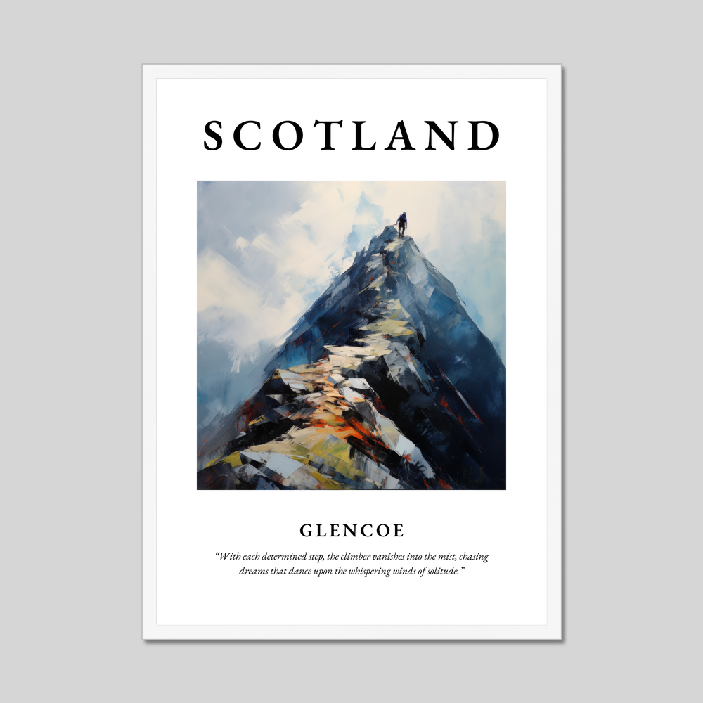 Poster in a white frame with the word Scotland