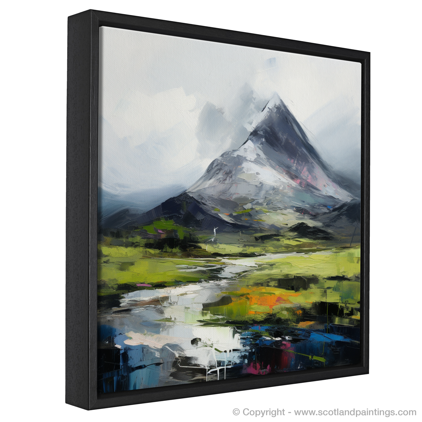 Painting and Art Print of Beinn Ghlas entitled "Emerald Reflections of Beinn Ghlas: An Expressionist Journey".