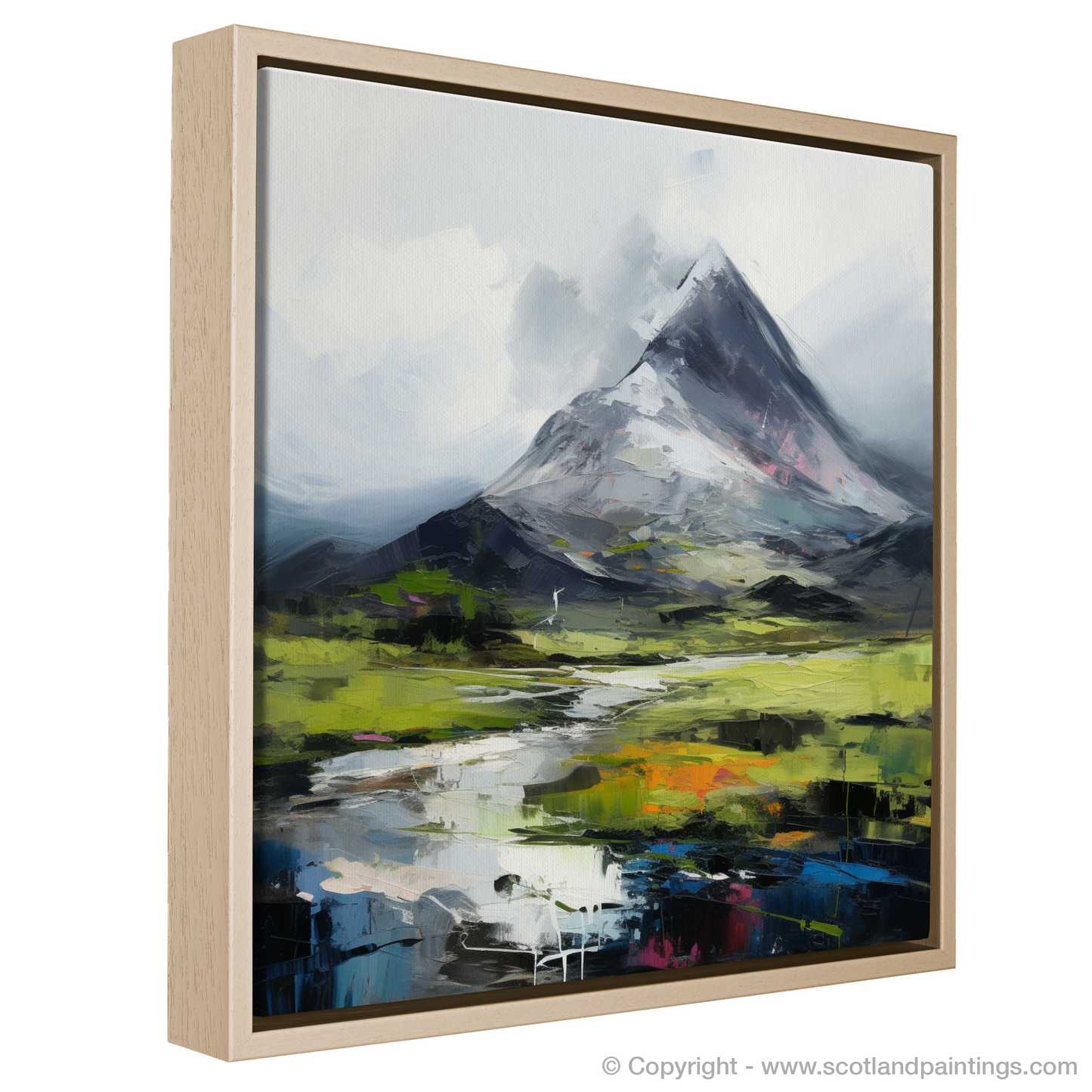 Painting and Art Print of Beinn Ghlas entitled "Emerald Reflections of Beinn Ghlas: An Expressionist Journey".