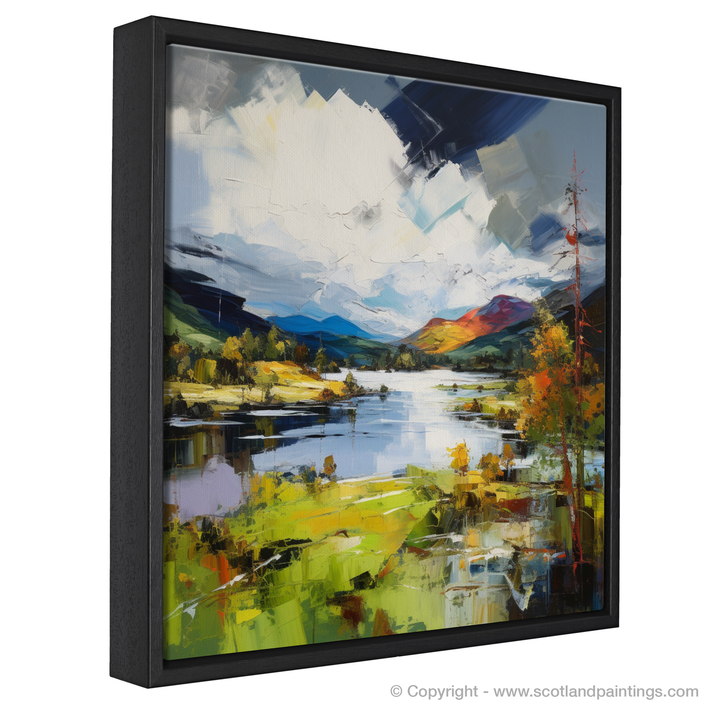 Painting and Art Print of Loch Awe, Argyll and Bute entitled "Wild Embrace of Loch Awe: An Expressive Homage to Scotland's Highland Jewel".