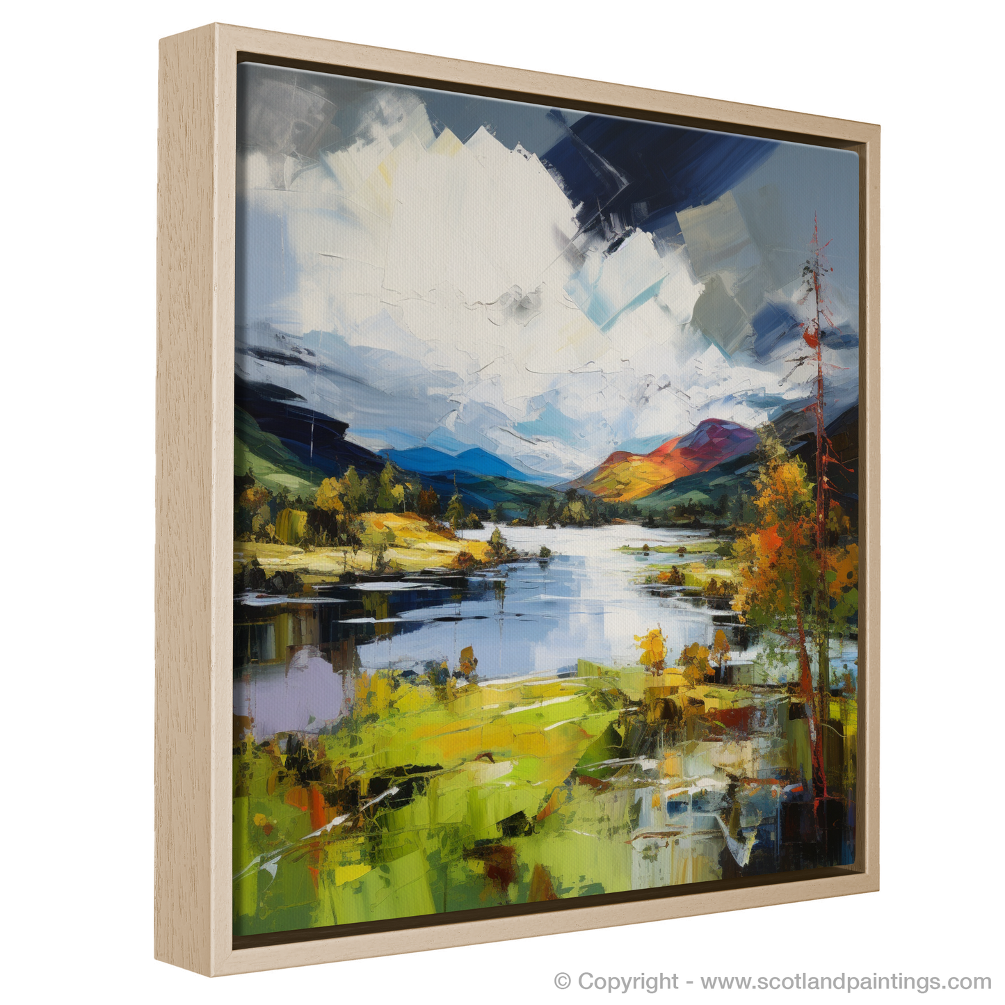 Painting and Art Print of Loch Awe, Argyll and Bute entitled "Wild Embrace of Loch Awe: An Expressive Homage to Scotland's Highland Jewel".