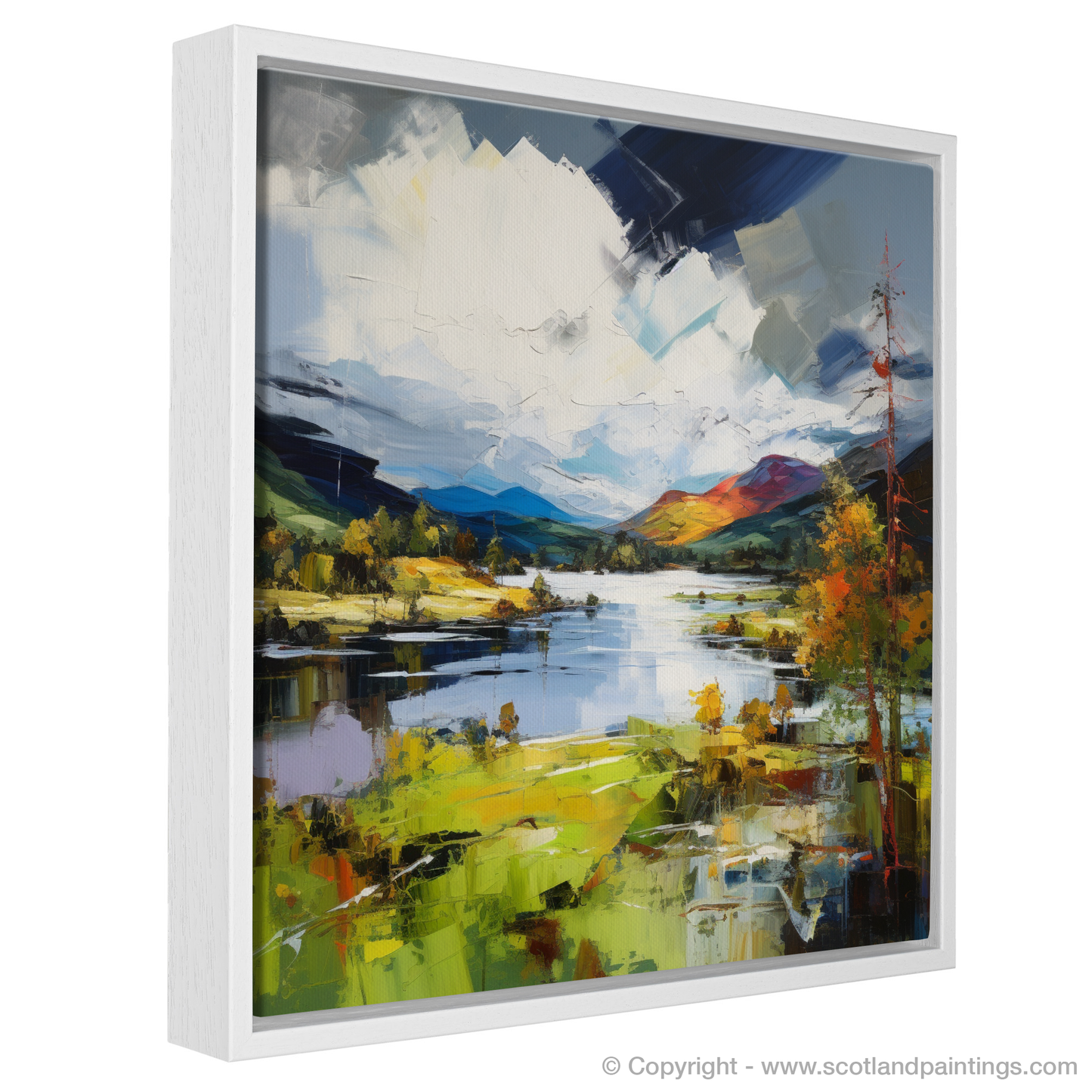 Painting and Art Print of Loch Awe, Argyll and Bute entitled "Wild Embrace of Loch Awe: An Expressive Homage to Scotland's Highland Jewel".