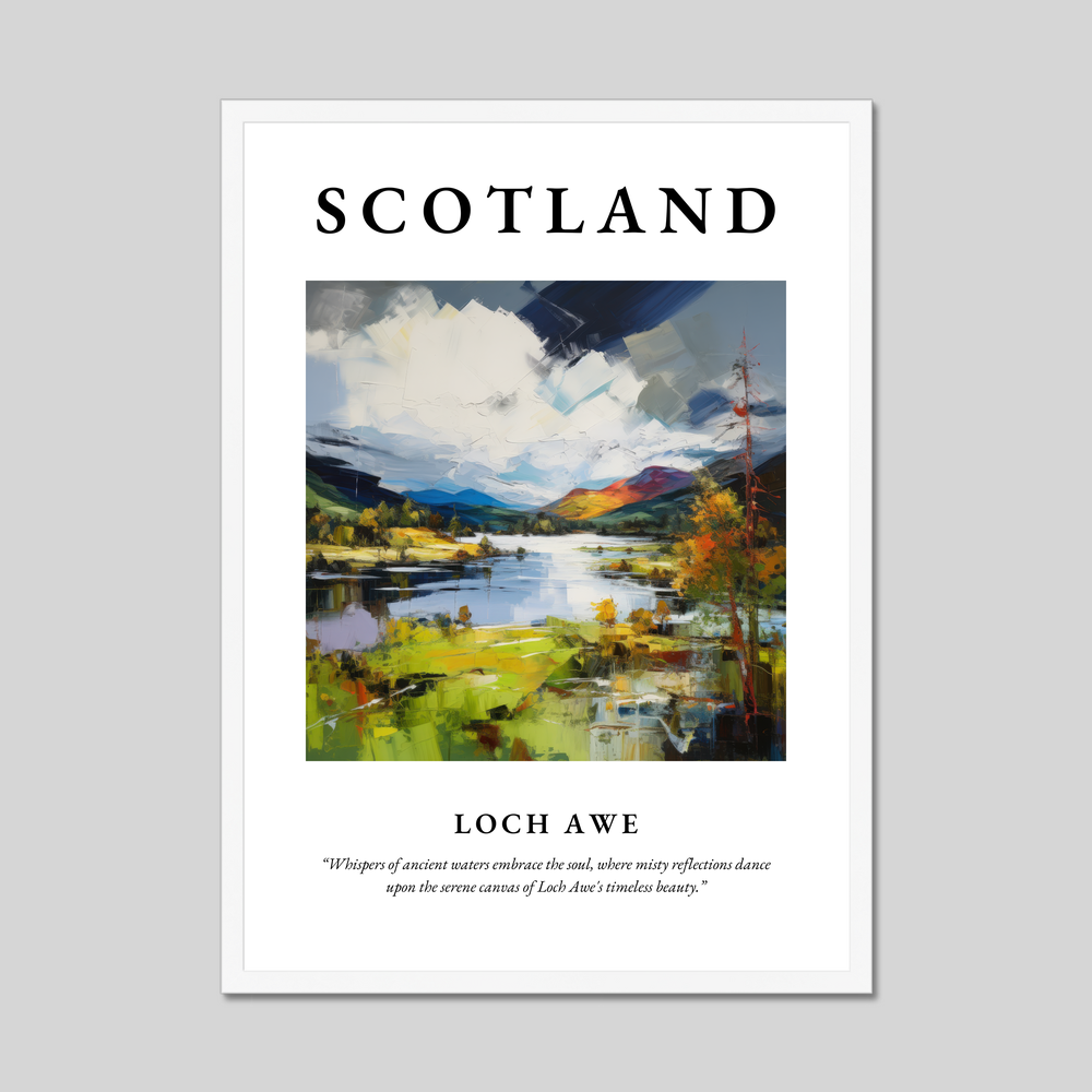 Poster in a white frame with the word Scotland