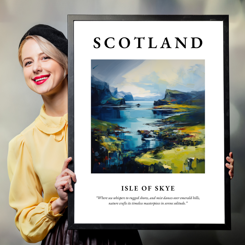 Person holding a poster of Isle of Skye