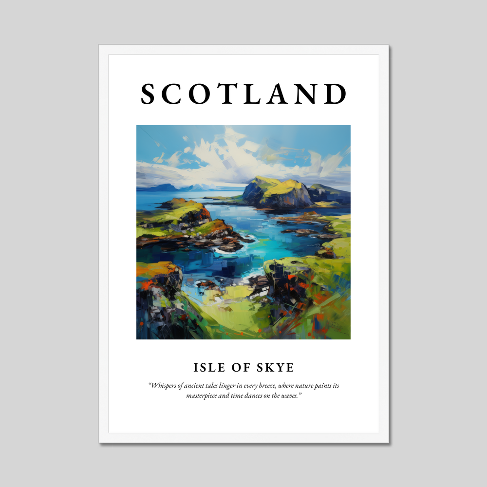 Poster in a white frame with the word Scotland