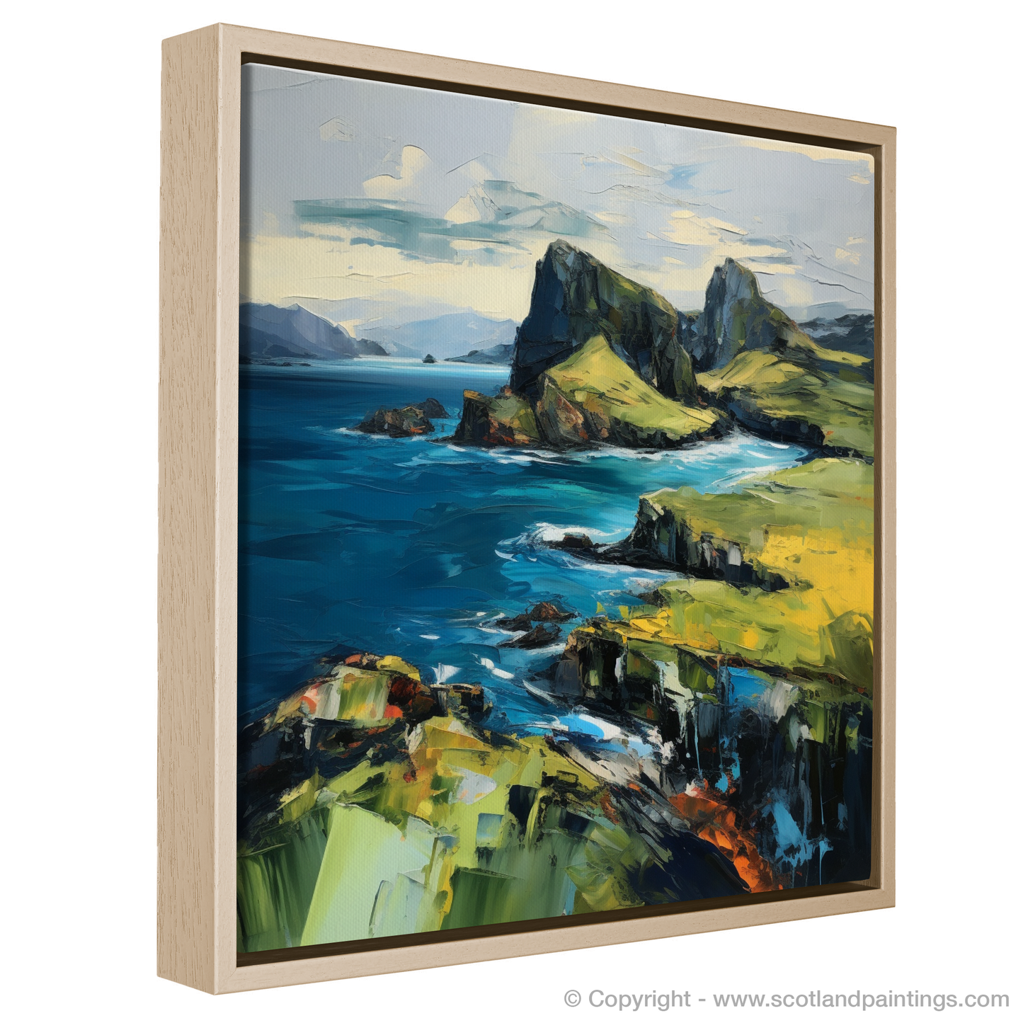 Painting and Art Print of Isle of Skye's smaller isles, Inner Hebrides entitled "Isle of Skye's Enchantment: An Expressionist Journey Through Land and Sea".