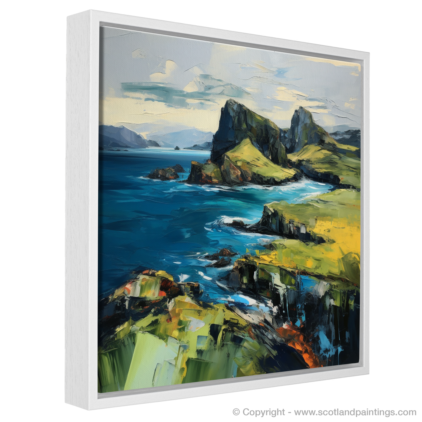 Painting and Art Print of Isle of Skye's smaller isles, Inner Hebrides entitled "Isle of Skye's Enchantment: An Expressionist Journey Through Land and Sea".