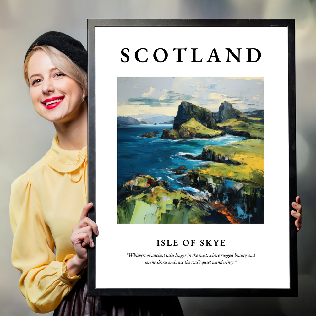 Person holding a poster of Isle of Skye