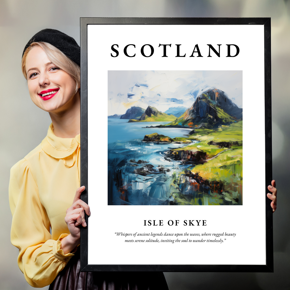 Person holding a poster of Isle of Skye