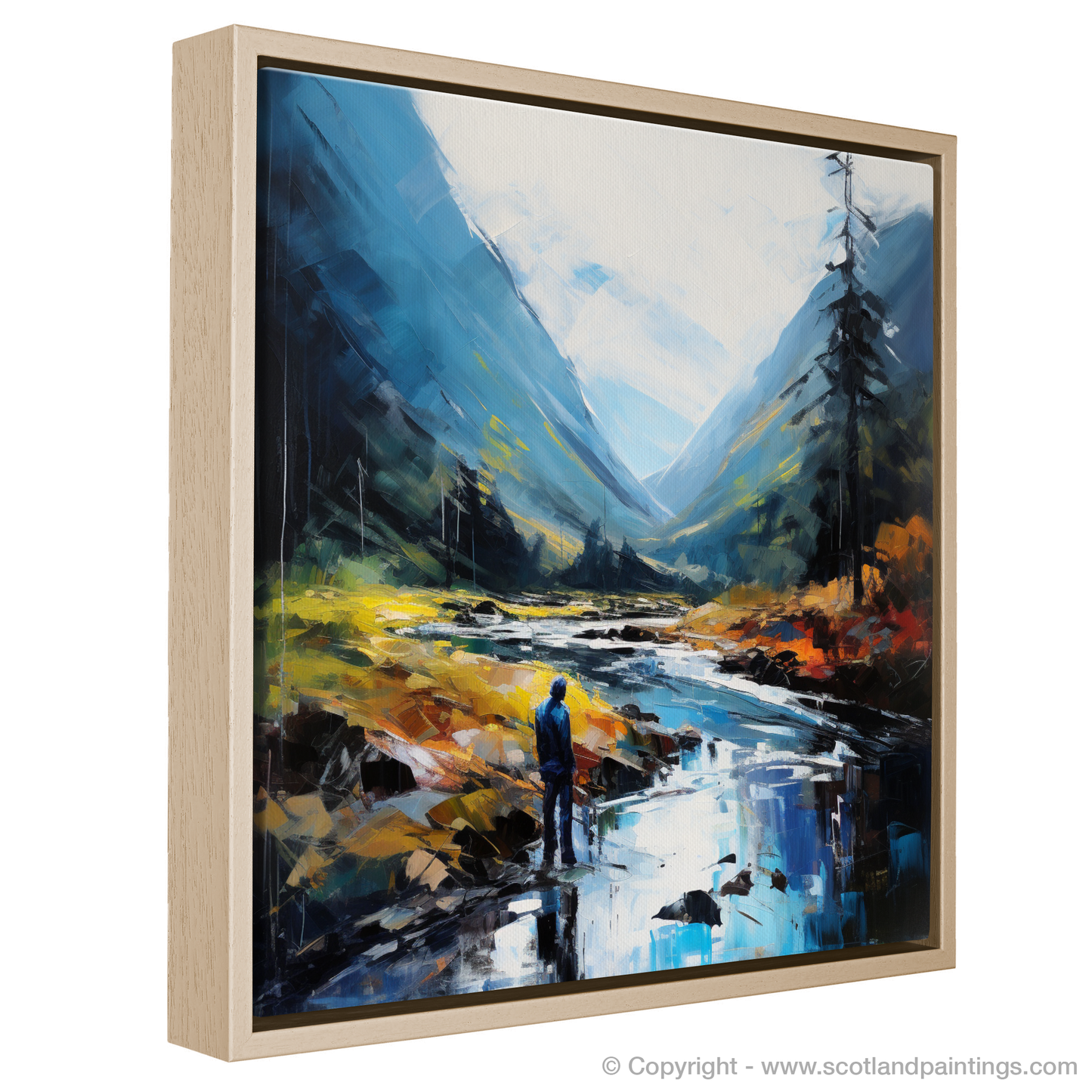 Painting and Art Print of Walker crossing River Coe in Glencoe. Walker's Contemplation by River Coe.