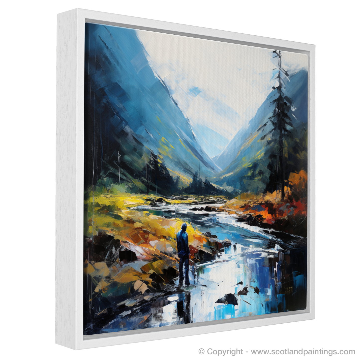 Painting and Art Print of Walker crossing River Coe in Glencoe. Walker's Contemplation by River Coe.