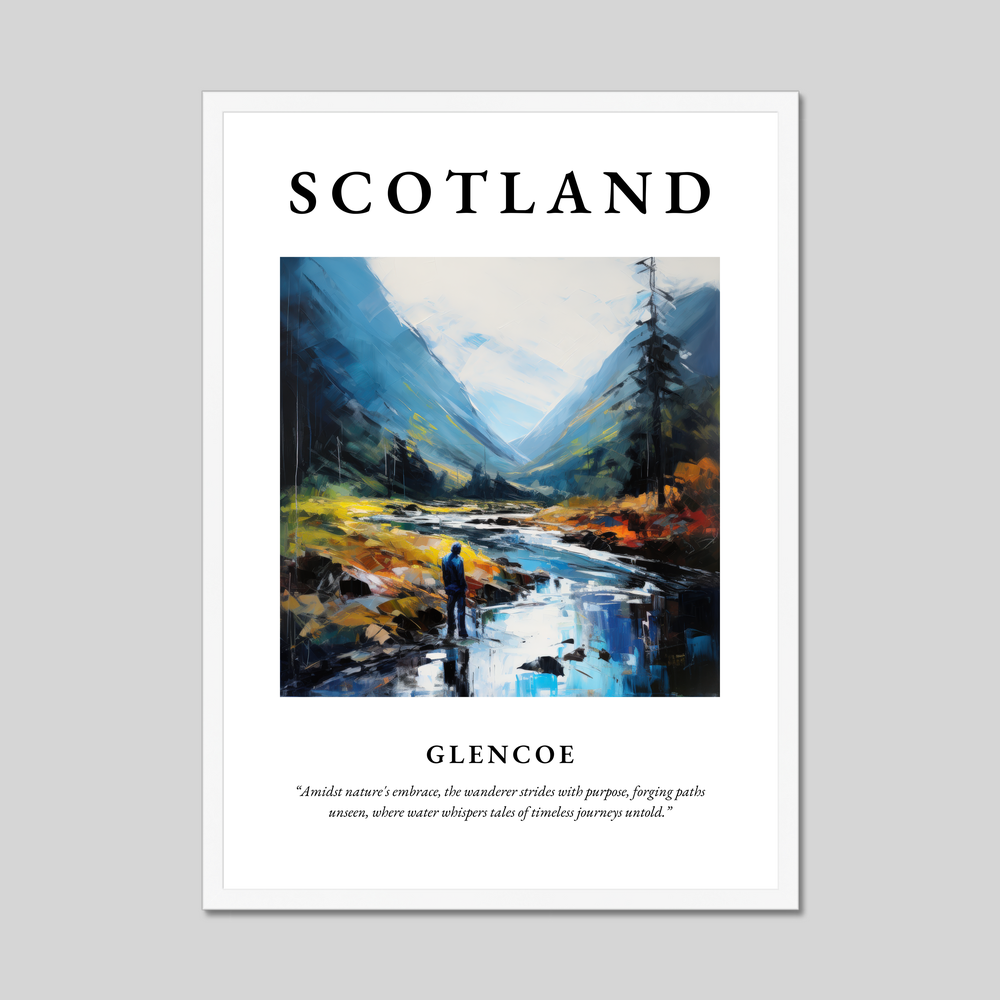 Poster in a white frame with the word Scotland