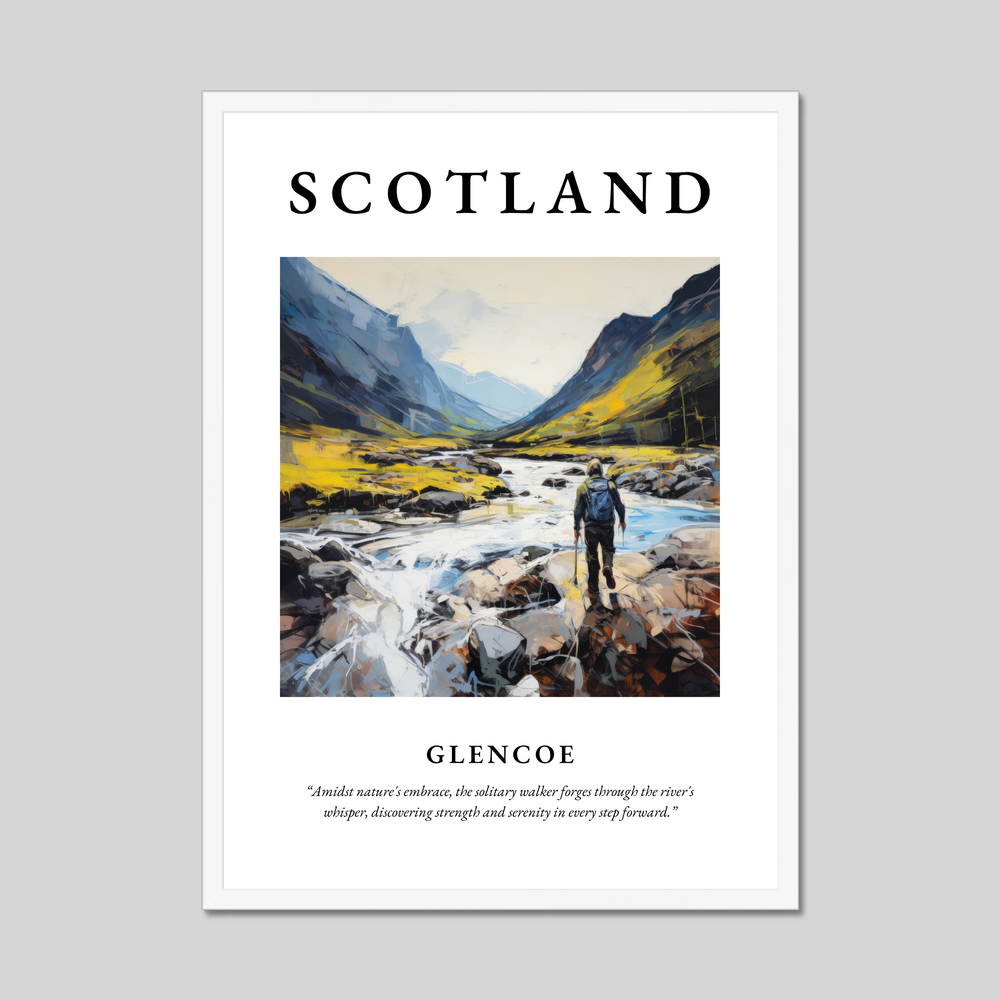 Poster in a white frame with the word Scotland