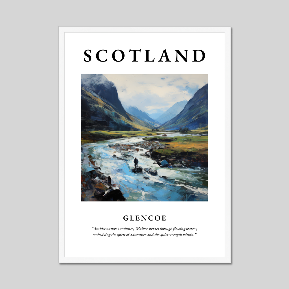 Poster in a white frame with the word Scotland