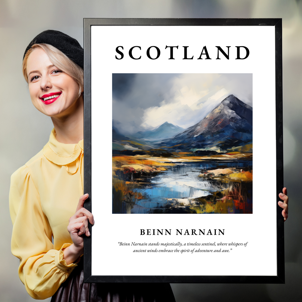 Person holding a poster of Beinn Narnain