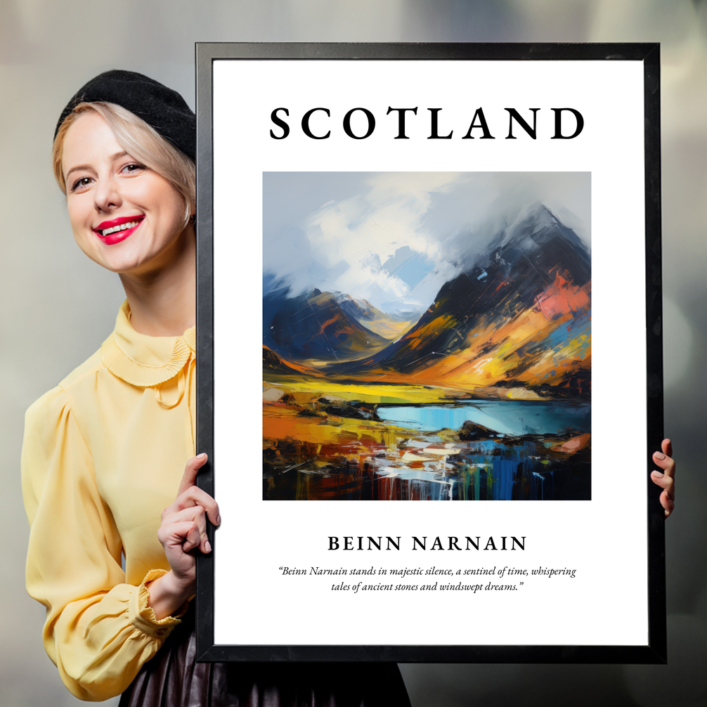 Person holding a poster of Beinn Narnain