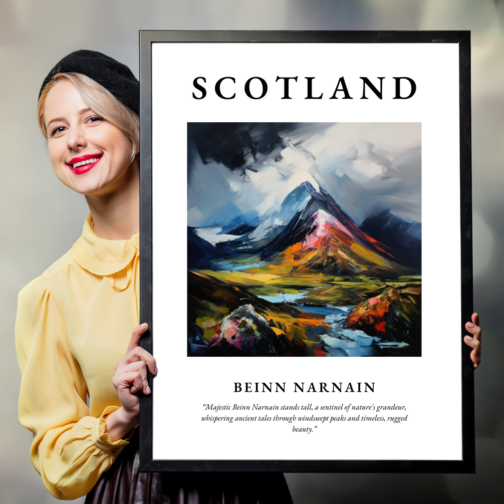 Person holding a poster of Beinn Narnain