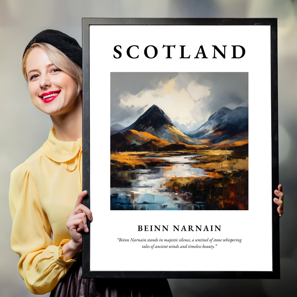 Person holding a poster of Beinn Narnain