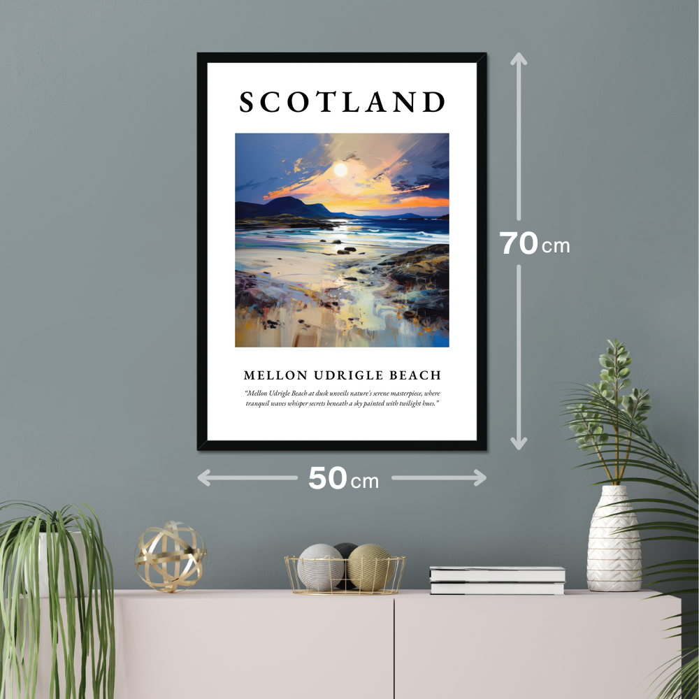 Poster of Mellon Udrigle Beach hanging on a wall