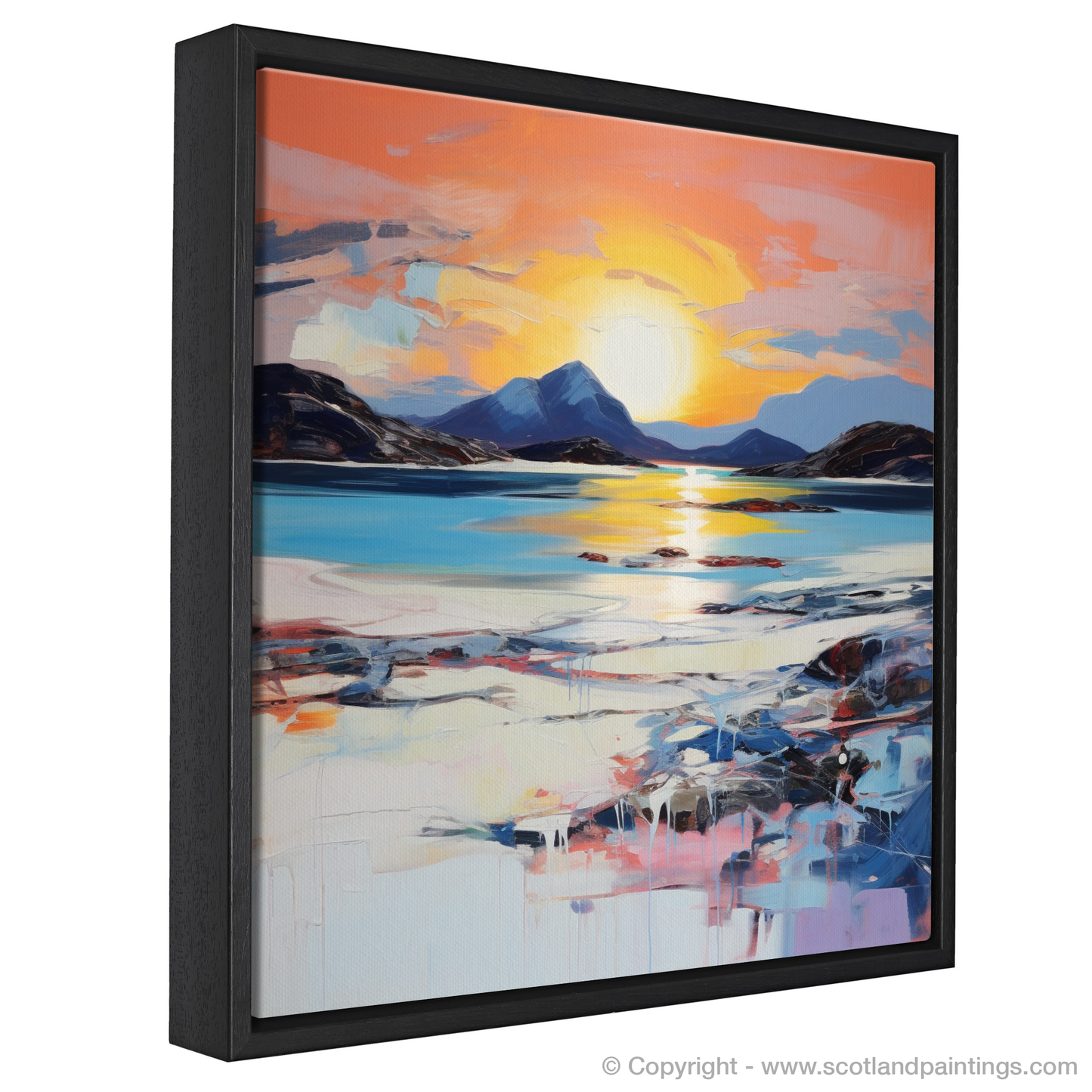 Painting and Art Print of Mellon Udrigle Beach at dusk entitled "Dusk Embrace at Mellon Udrigle Beach".