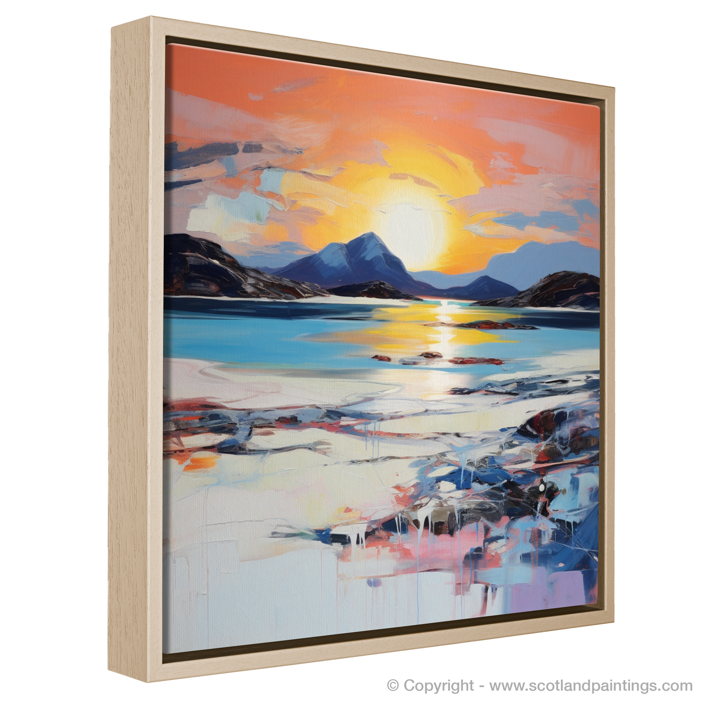 Painting and Art Print of Mellon Udrigle Beach at dusk entitled "Dusk Embrace at Mellon Udrigle Beach".