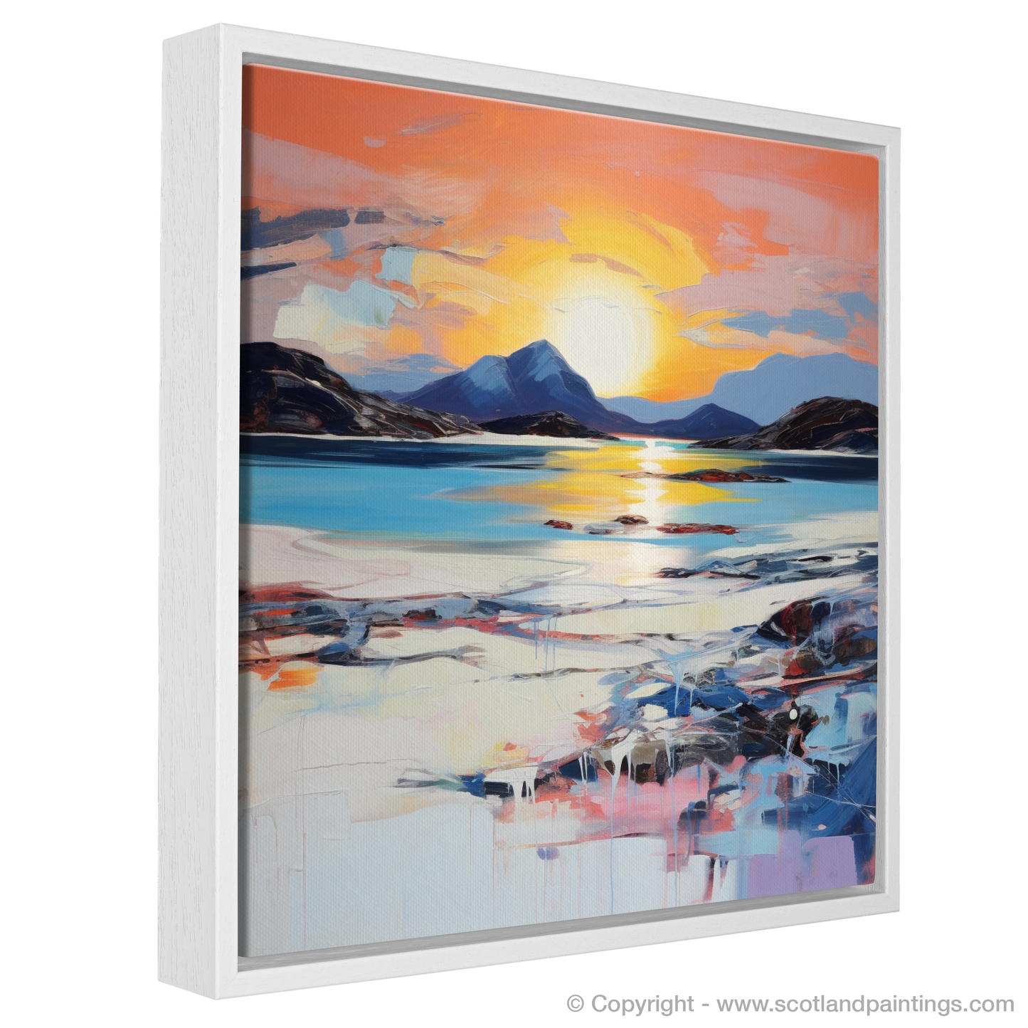 Painting and Art Print of Mellon Udrigle Beach at dusk entitled "Dusk Embrace at Mellon Udrigle Beach".