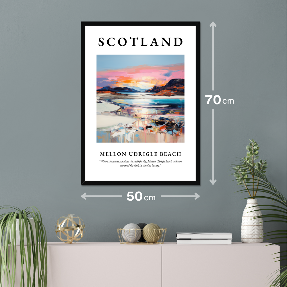 Poster of Mellon Udrigle Beach hanging on a wall