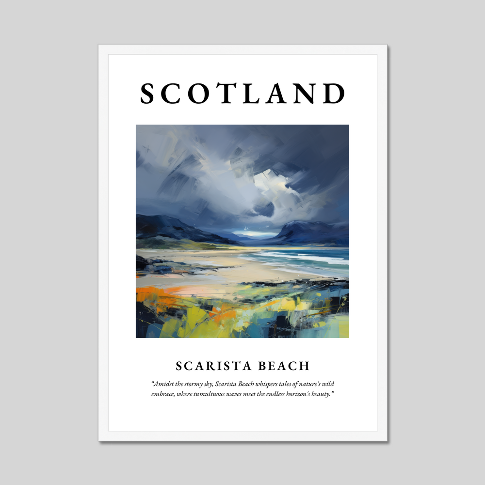 Poster in a white frame with the word Scotland