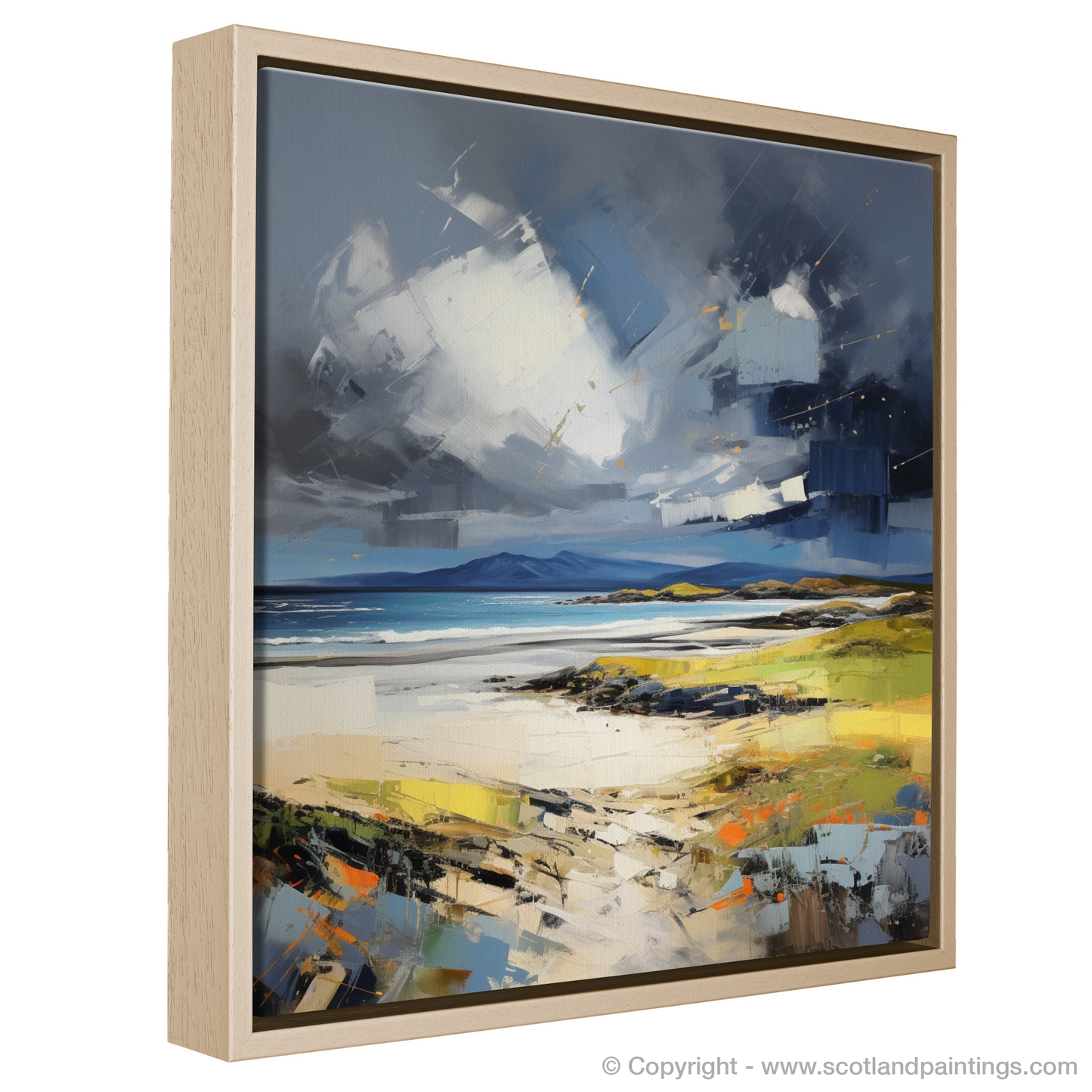 Painting and Art Print of Scarista Beach with a stormy sky. Storm's Embrace: An Expressionist Ode to Scarista Beach.