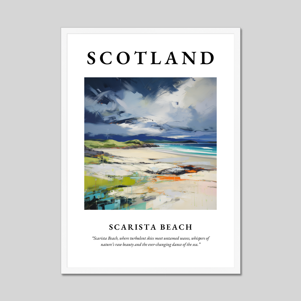 Poster in a white frame with the word Scotland