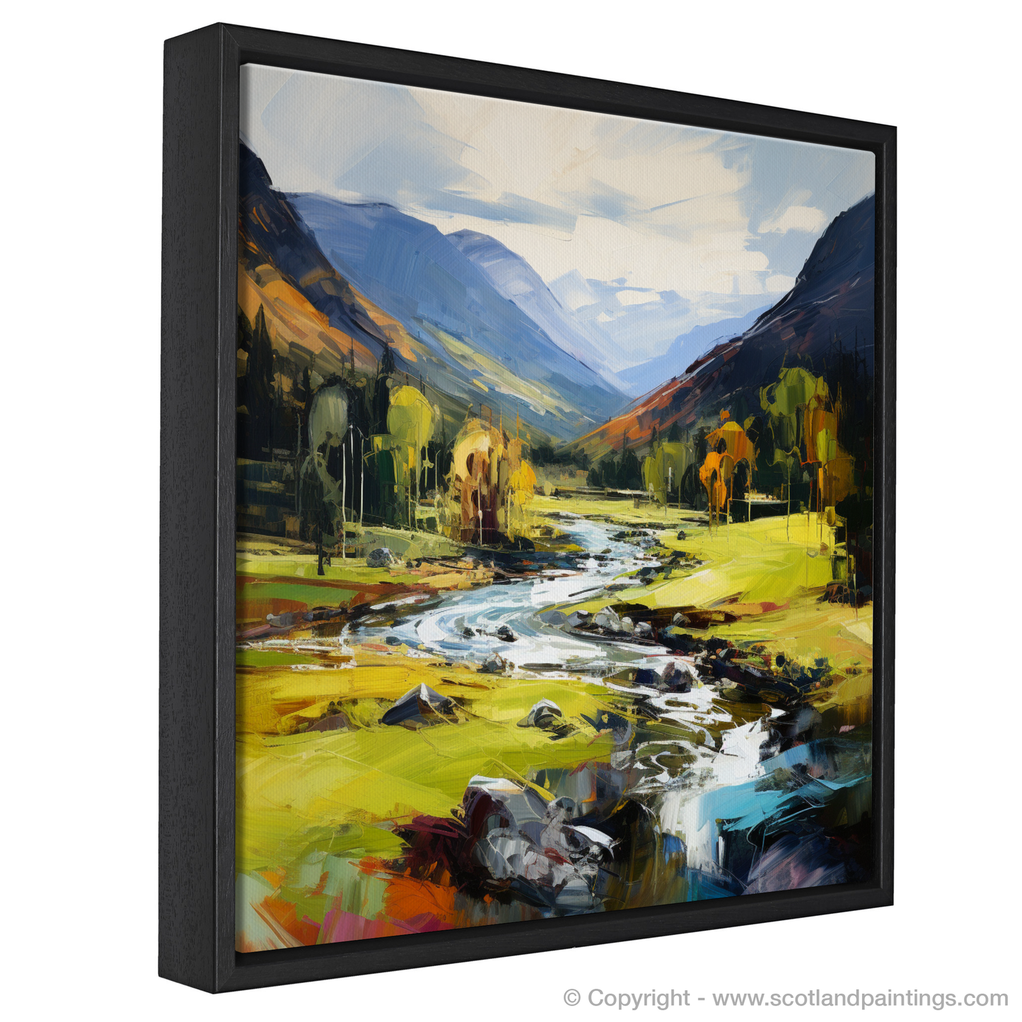 Painting and Art Print of Glen Lyon, Perthshire entitled "Expressionist Glen Lyon: A Dance of Colour and Form".