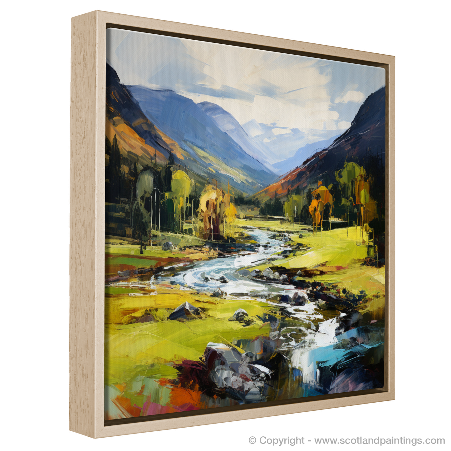 Painting and Art Print of Glen Lyon, Perthshire entitled "Expressionist Glen Lyon: A Dance of Colour and Form".