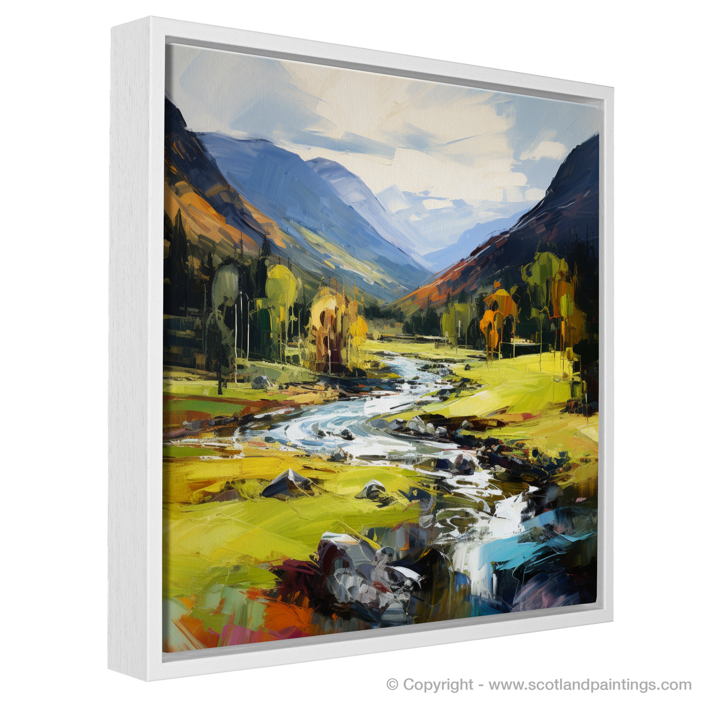 Painting and Art Print of Glen Lyon, Perthshire entitled "Expressionist Glen Lyon: A Dance of Colour and Form".