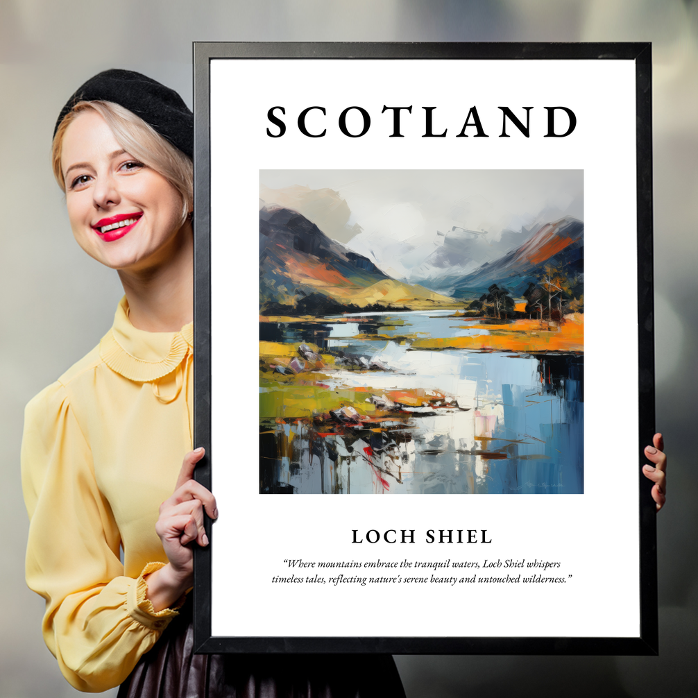 Person holding a poster of Loch Shiel