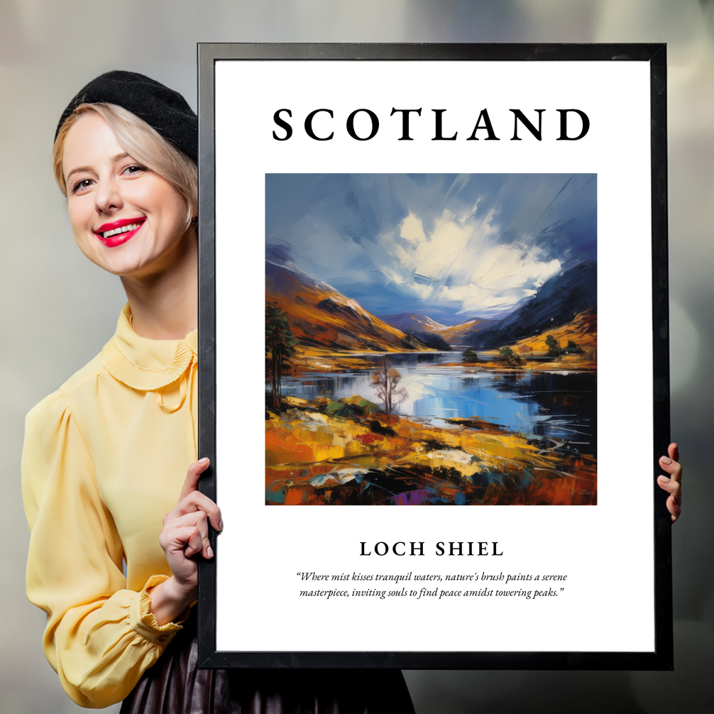 Person holding a poster of Loch Shiel